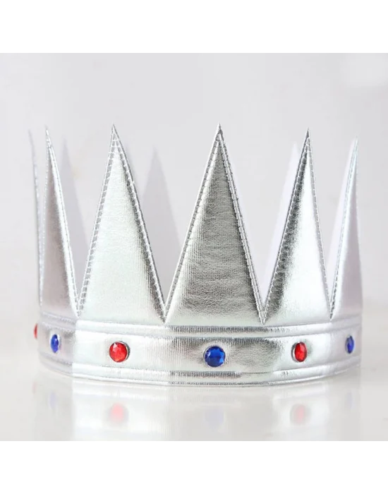Gümüş Renk Eva Yumuşak Kral Kraliyet Tacı Yetişkin Çocuk Uyumlu 55 Cm