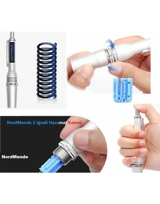 Hacamat Kalemi 3 İğneli 100  İğne Hediye