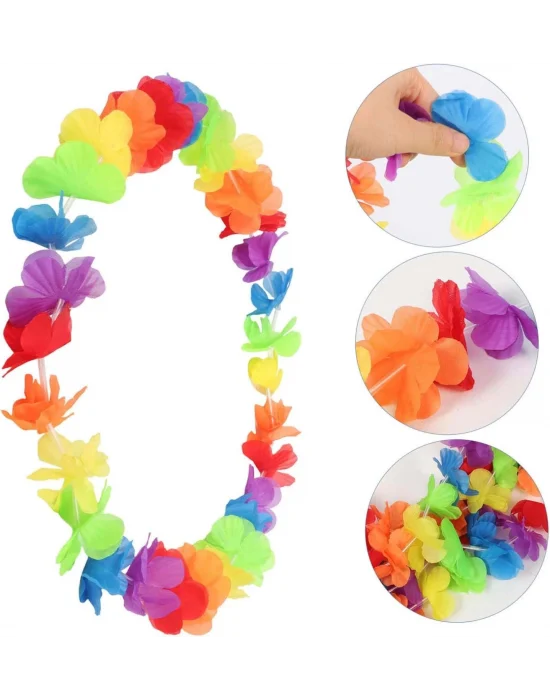 Hawaii Çiçekli Boyun Kolyesi - Renkli Tropikal Parti Leisi