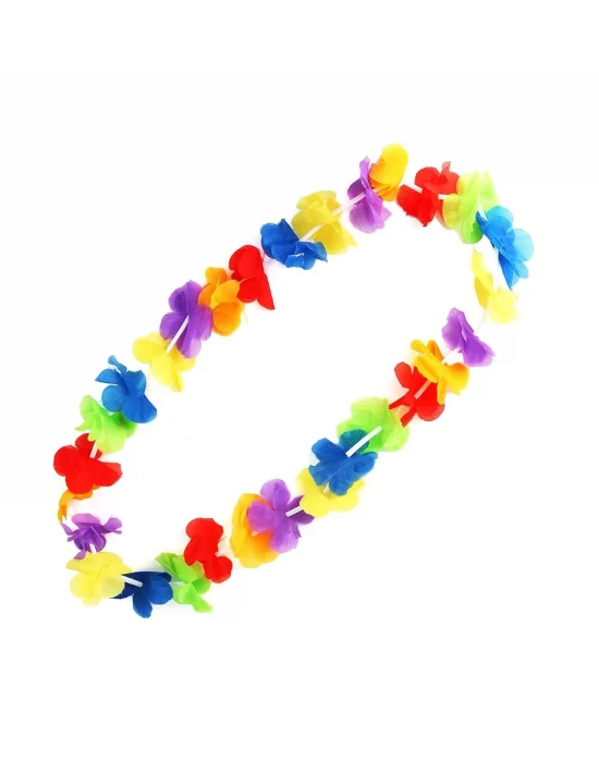 Hawaii Çiçekli Boyun Kolyesi - Renkli Tropikal Parti Leisi