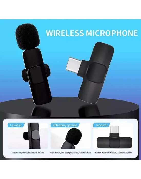 K9 2’li Type-c Kablosuz Yaka Mikrofonu