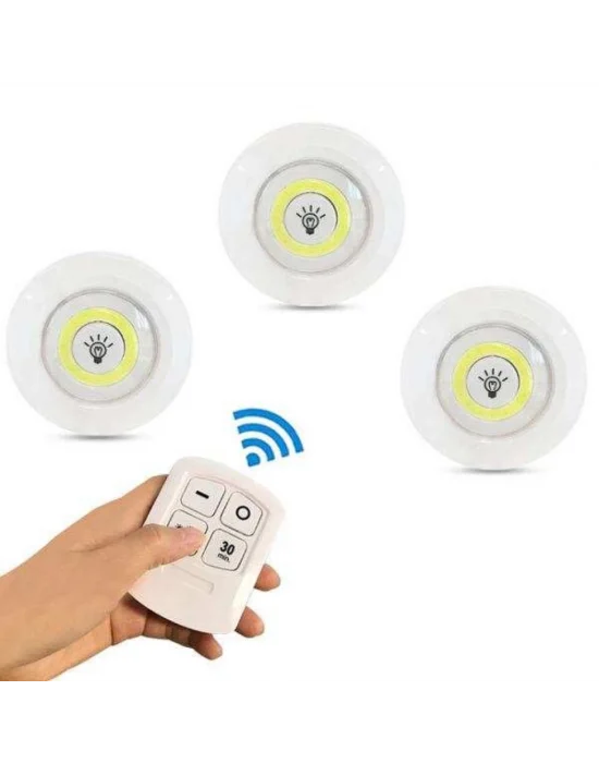 Kablosuz Uzaktan Kumandalı 3lü Led Lamba Seti