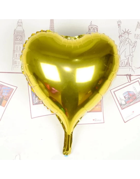 Kalp Uçan Balon Folyo Sarı 80 Cm 32 İnç
