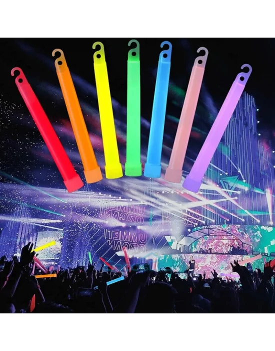 Karanlıkta Yanan Asılabilir İp Aparatlı Glow  Kolye Glow  Lamba 6 Adet 6 Renk 15 Cm