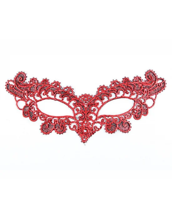 Kırmızı Dantel Masquerade Maskesi 6 No