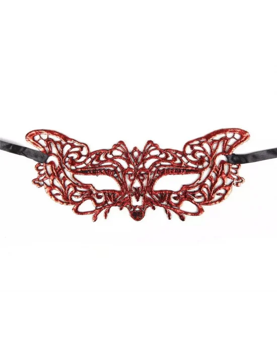 Kırmızı Dantel Masquerade Maskesi 9 No