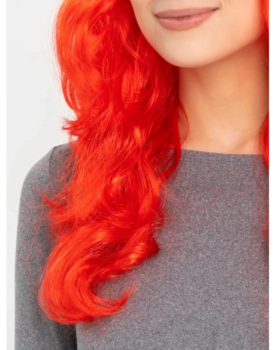 Kırmızı Renk Uzun Dalgalı Parti Peruğu