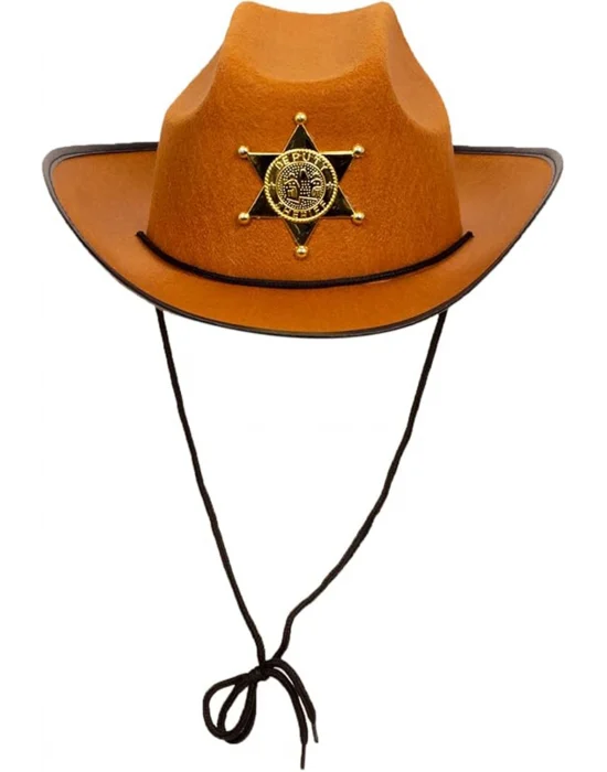 Kovboy Şerif Şapkası Kahve 12 Adet - Kostüm, Parti Ve Gösteri Şapkası