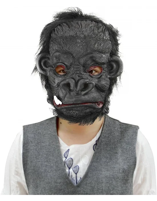 Lateks Goril Maskesi Maymun Maskesi Et Maskesi Orangutan Siyah Saçlı 4 No