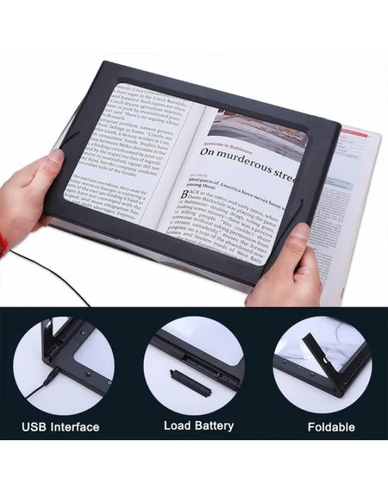 Led Işıklı Kitap  Okuma Büyüteç