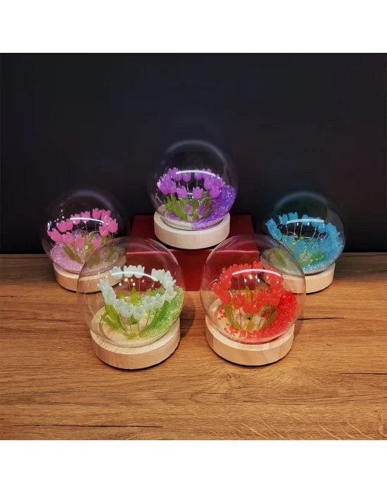 Led Işıklı Lale Cam Fanus