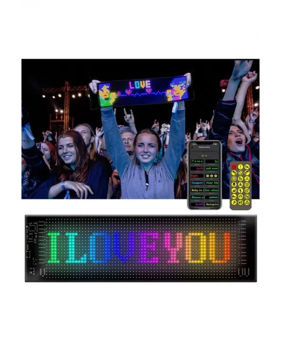 Led Panel Cama Yapışan Telefon Kontrollü Led Ekran Panel 16*64 Led Sayısı