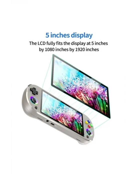 M22 Pro Retro Oyun Konsolu 5.0 ’’ıps Ekran Dahili 20000+ Oyun Emülatörleri Rgb Led Joystick