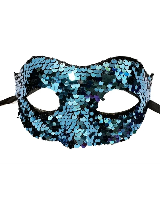 Mavi Renk Payetli Pullu Parti Maskesi Balo Venedik