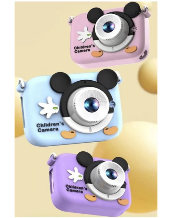 Mini 1080p Hd Çocuk Kamera Dijital Fotoğraf Makinesi 2.0 Inç Ekran 5 Adet Oyun Pembe