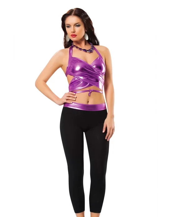 Mor Deri ( Lame ) Büstiyer & Tayt Gecelik - 461