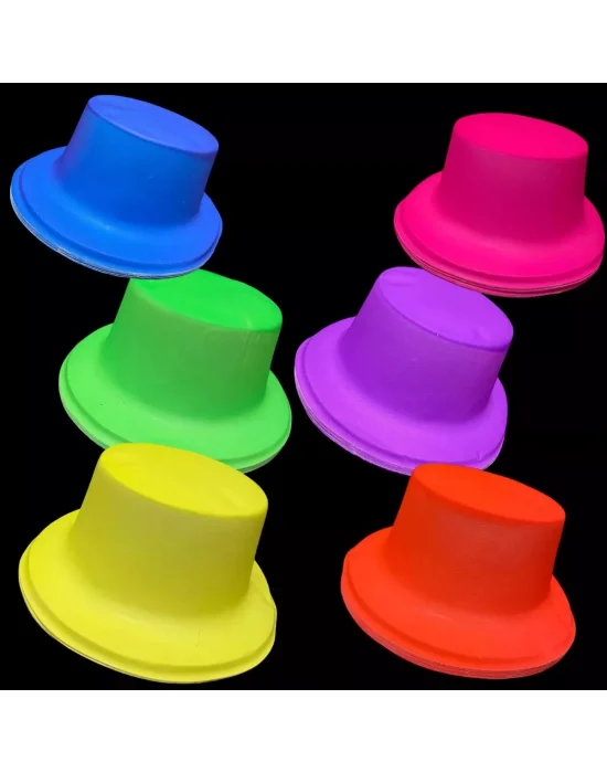 Neon Partisi Pembe Renk Plastik Fötr Şapka