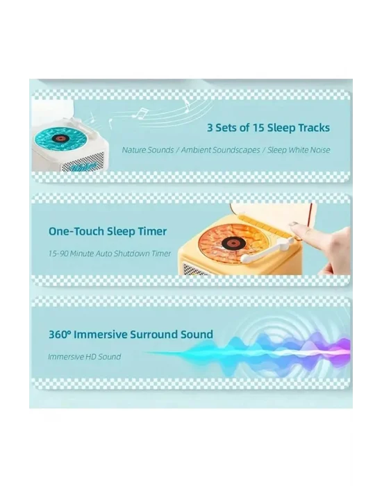 Nostalji Mini Plak Görünümlü Radyolu Bluetooth Hoparlör 3d Ses Dalgası Retro Müzik Plak Beyaz