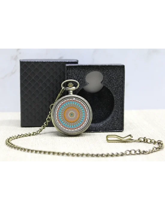 Özel Kutulu Mandala Deseni Köstekli Saat Alk4678