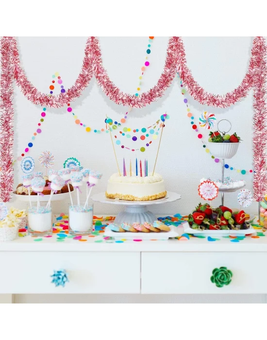 Parti İçin Sim Süs 2 Metre Uzunluk 8 Cm Genişlik Pembe Renk İthal