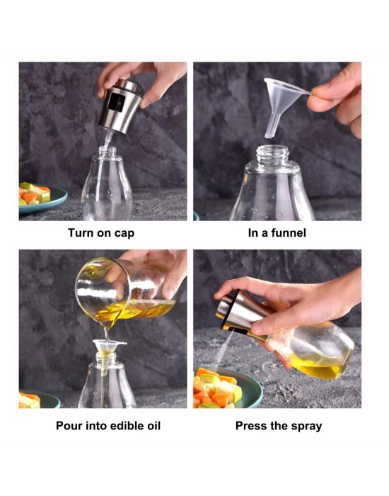 Paslanmaz Çelik Başlıklı Cam Spray Yağdanlık