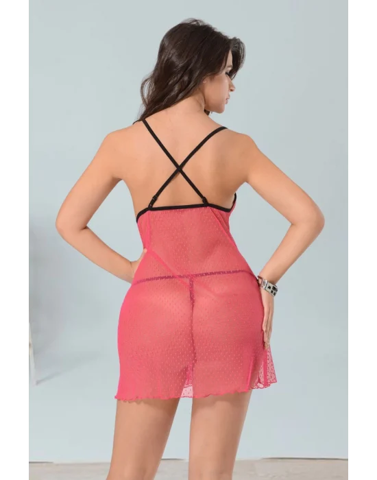 Pembe Tül Gecelik - 654