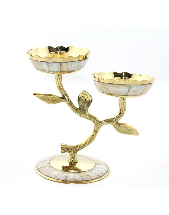 Pirinç Sedefli 2li Şamdan 5934