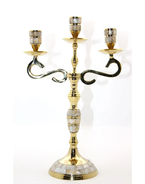 Pirinç Sedefli 3lü Şamdan 18912