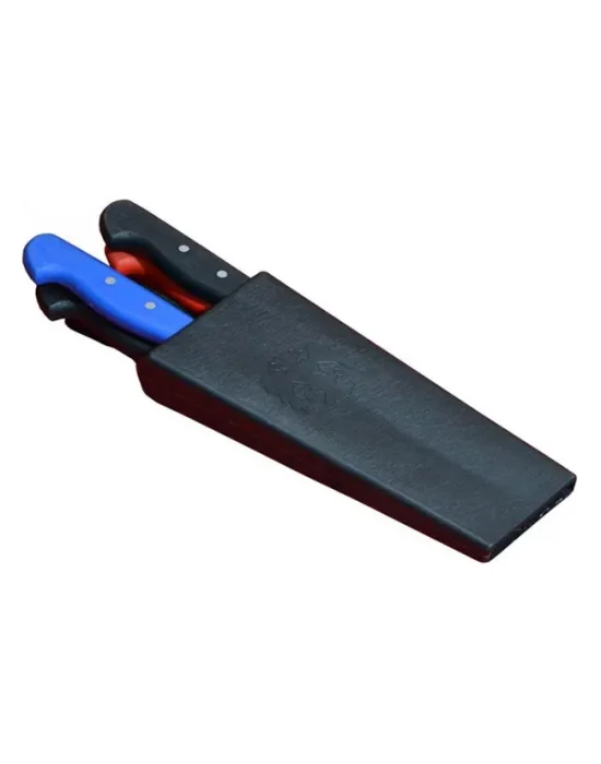 Plastik Bıçak Kütüklüğü 4 Lü - Kırmızı, Plastik, Kemerlikli Bıçak Çanta