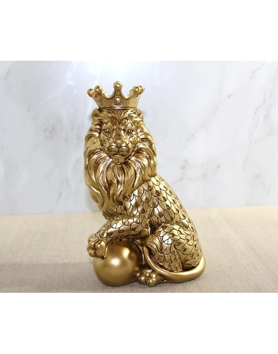 Polyester Dekoratif Taçlı Aslan Figürü Alk2574