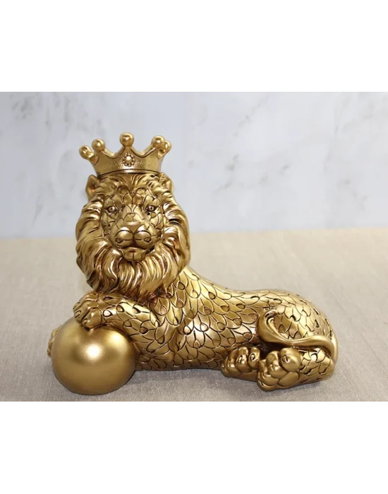 Polyester Dekoratif Taçlı Aslan Figürü Alk2575