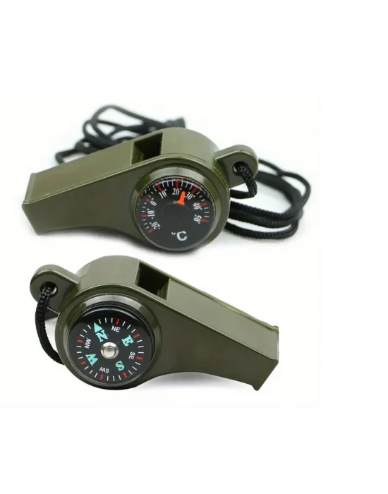 Pusulalı Termometreli Acil Durum Düdüğü ( 3 İn 1)