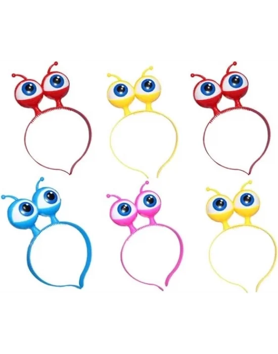 Rengarenk 3 Farklı Fonksiyonda Yanan Led Işıklı Uzaylı Göz Taç 1 Adet 18x12 Cm