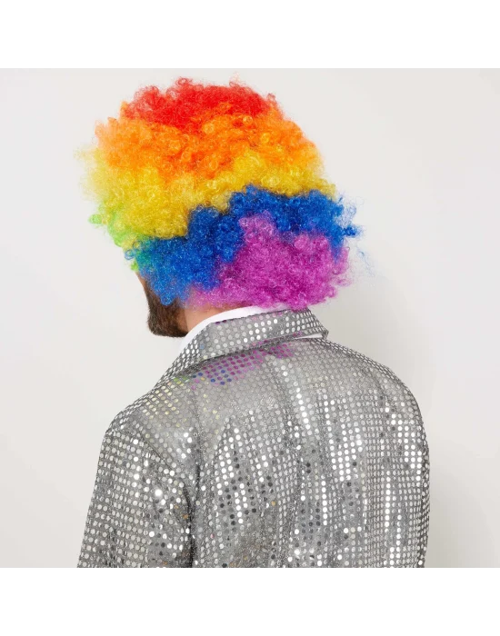 Rengarenk Kıvırcık Afro Bonus Peruk