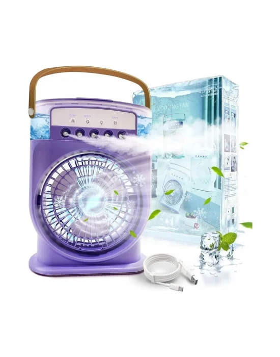 Şarjlı 600 Ml Su Hazneli Taşınabilir Masaüstü Vanilatör  Güçlü Fan Ve 2000 Mah Pil Beyaz