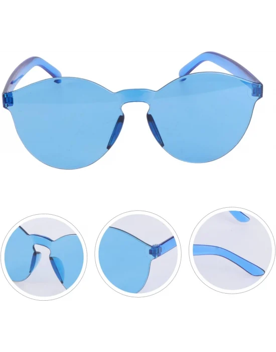 Sert Mika Oval Şekilli Çerçevesiz Mavi Gözlük Retro Parti 5x14 Cm