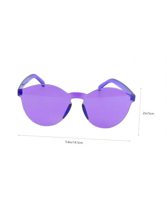 Sert Mika Oval Şekilli Çerçevesiz Mor Gözlük Retro Parti 5x14 Cm