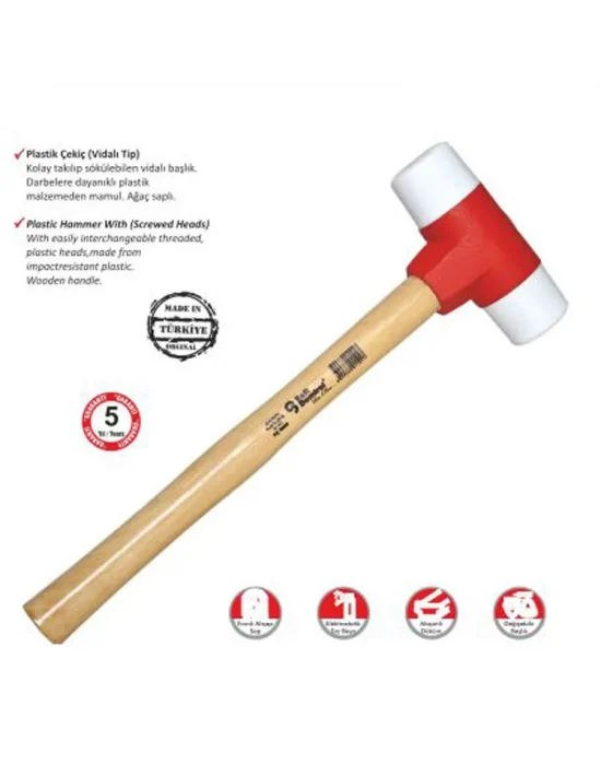 Sert Plastik Çekiç No:30 - Ahşap Saplı