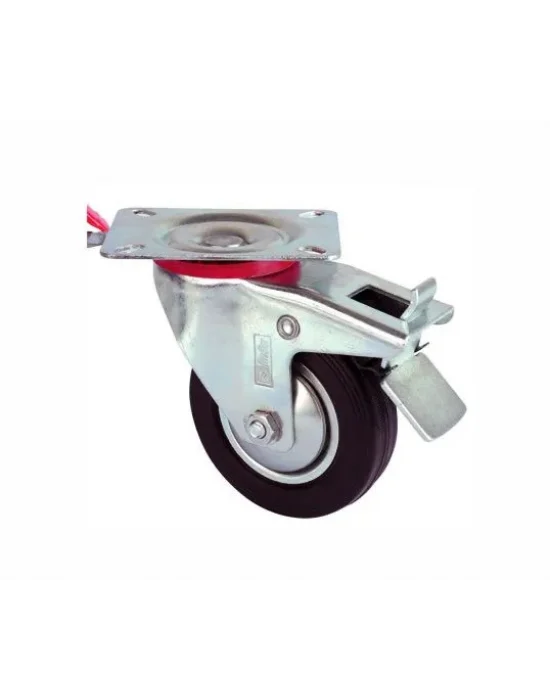 Servis Tekeri - Tablalı Frenli Siyah Döner - Çap 150 Mm