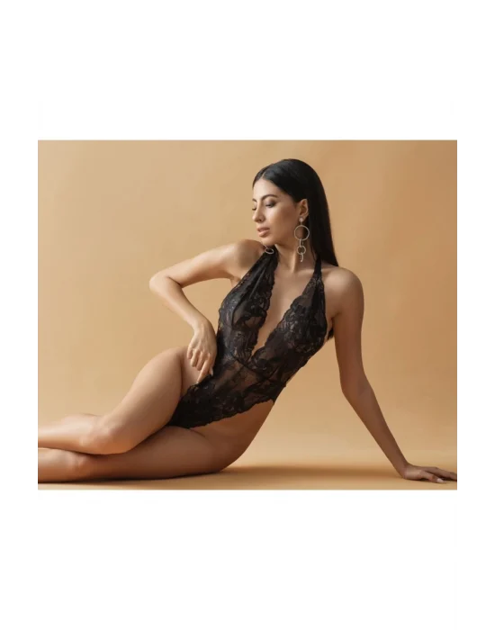 Siyah Dantelli Fantezi Bodysuit - 857