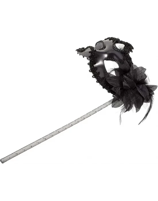 Siyah Işıltılı Tutmalı Fotoğraf Çekimi Maskesi 18x29 Cm