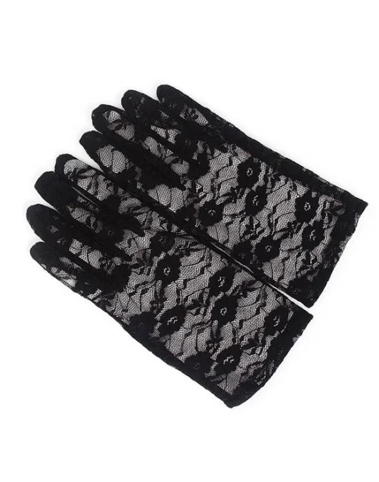 Siyah Renk Bilek Boyu Dantel Eldiven Yetişkin Boy