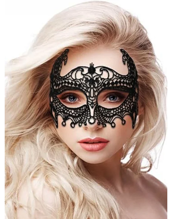 Siyah Renk Dantel Kesim Dantel İşlemeli Balo Parti Maskesi 4 No