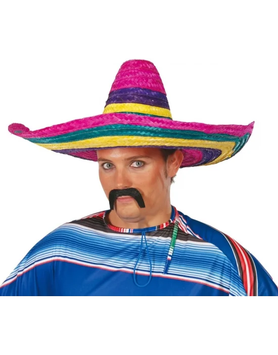Sombrero Meksika Şapkası Renkli Örme Hasır Yetişkin Boy