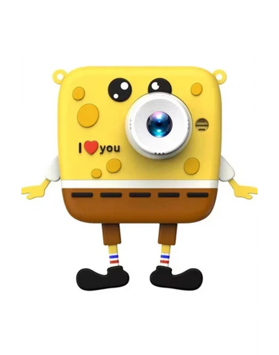 Sünger Bob Tasarımlı Yeni Nesil Çocuk Dijital Mini Fotoğraf Makinesi Çift Kamera