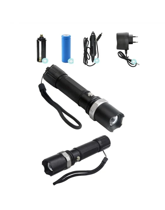 Swat Profesyonel Şarjlı El Feneri Ledli+flashlight+zoom Özellikli 6 Parça Full Set