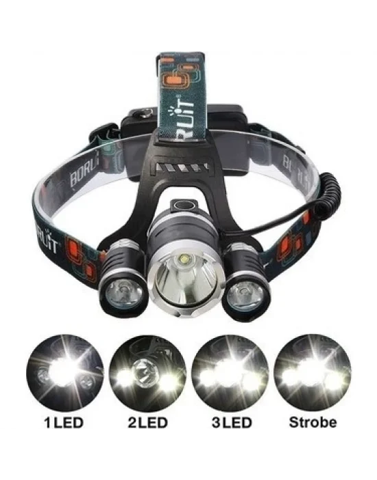 T6 Kafa Feneri 5000 Lumens 3xcree Xm-t6+2r5 Lamba Led Kamp Lambası