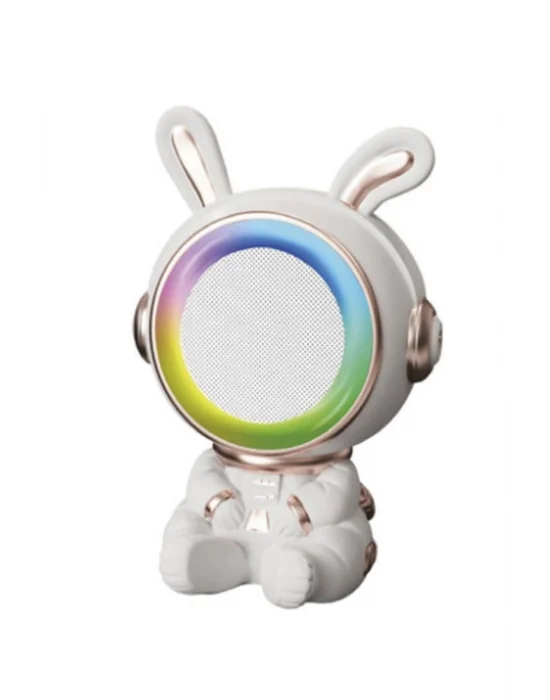 Taşınabilir Rgb Işılı Sevimli Figürlü Mikrofonlu Karaoke Bluetooth Hoparlör Krem