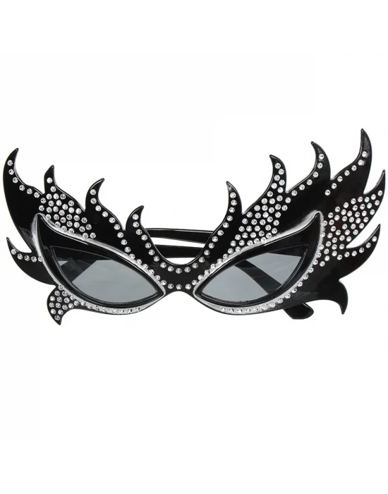 Taşlı Göz Kamaştıran Gecenin Yıldızı Siyah Parti Alev Gözlük