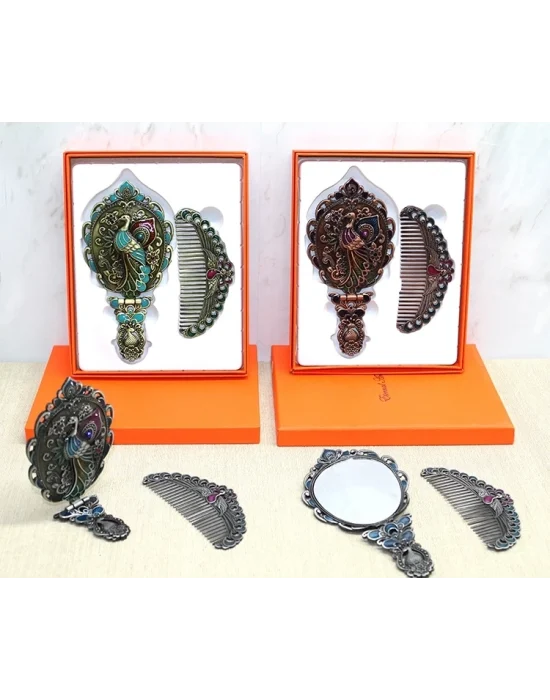 Tavuskuşu Katlanabilir Ayna Ve Tarak Seti Orta Boy Alk4983